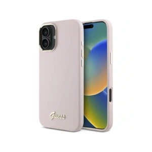 Kup Guess GUHCP16SSMBSLP Apple iPhone 16 carcasă din silicon tare Script Metal Logo & Cadru roz - GUE4075 - {ean13} - Sklep Home Screen