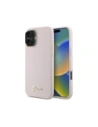 Guess GUHCP16SSMBSLP Apple iPhone 16 kemény tok Szilikon Betűtípus Fém Logó & Keret rózsaszín