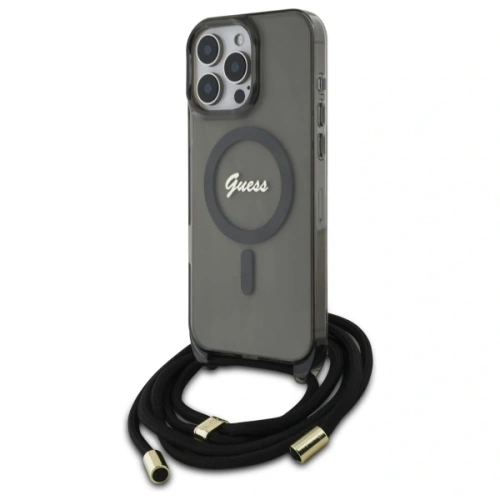Kup Guess GUHMP16LHCTSGNSK Apple iPhone 16 Pro husă dură Crossbody Cord Script MagSafe neagră - GUE4078 - {ean13} - Sklep Home Screen