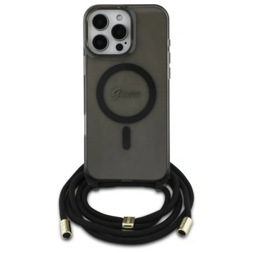 Kup Etui Guess GUHMP16LHCTSGNSK Apple iPhone 16 Pro hardcase Crossbody Cord Script MagSafe czarny/black - GUE4078 - {ean13} - Sklep Home Screen