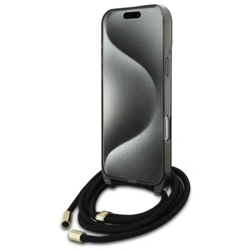 Buy Guess GUHMP16LHCTSGNSK Apple iPhone 16 Pro hardcase Crossbody Cord Script MagSafe black - GUE4078 - {ean13} - Home Screen Store Europe