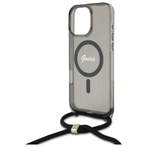 Kup Guess GUHMP16LHCTSGNSK Apple iPhone 16 Pro husă dură Crossbody Cord Script MagSafe neagră - GUE4078 - {ean13} - Sklep Home Screen