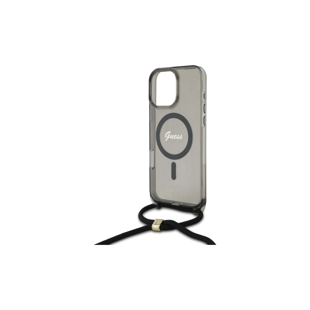 Etui Guess GUHMP16LHCTSGNSK Apple iPhone 16 Pro hardcase Crossbody Cord Script MagSafe czarny/black