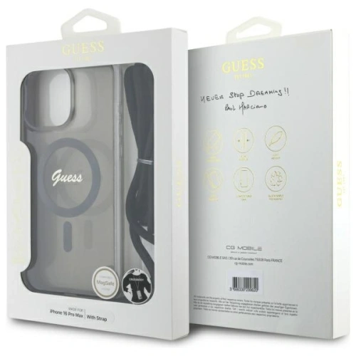 Kup Guess GUHMP16LHCTSGNSK Apple iPhone 16 Pro husă dură Crossbody Cord Script MagSafe neagră - GUE4078 - {ean13} - Sklep Home Screen