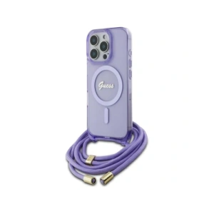 Buy Guess GUHMP16LHCTSGNSU Apple iPhone 16 Pro hardcase Crossbody Cord Script MagSafe purple - GUE4079 - {ean13} - Home Screen Store Europe