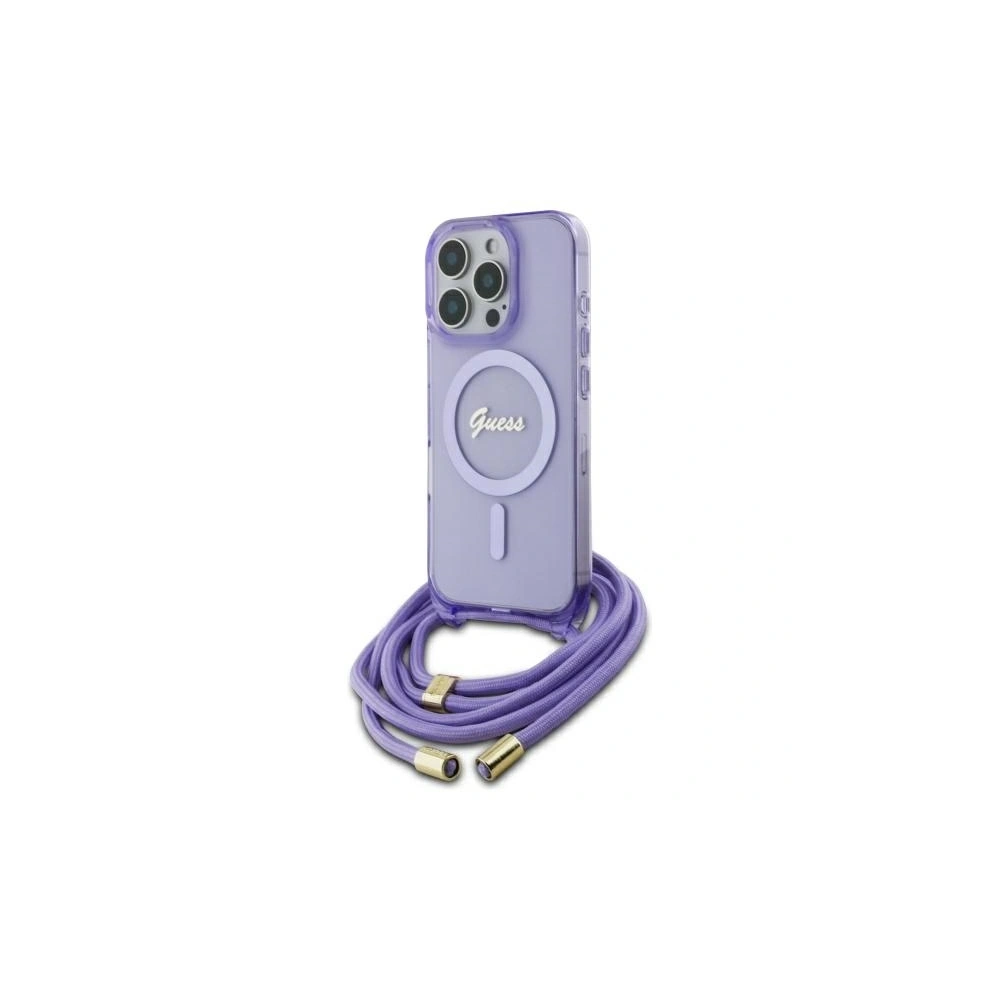 Etui Guess GUHMP16LHCTSGNSU Apple iPhone 16 Pro hardcase Crossbody Cord Script MagSafe fioletowy/purple