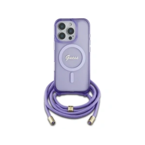 Kup Etui Guess GUHMP16LHCTSGNSU Apple iPhone 16 Pro hardcase Crossbody Cord Script MagSafe fioletowy/purple - GUE4079 - {ean13} - Sklep Home Screen