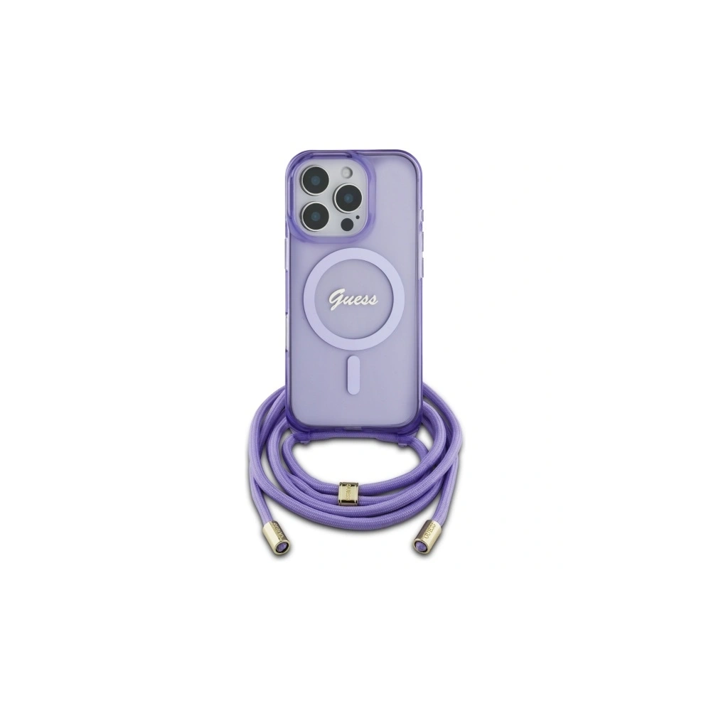 Etui Guess GUHMP16LHCTSGNSU Apple iPhone 16 Pro hardcase Crossbody Cord Script MagSafe fioletowy/purple