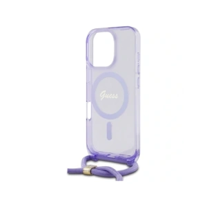 Buy Guess GUHMP16LHCTSGNSU Apple iPhone 16 Pro hardcase Crossbody Cord Script MagSafe purple - GUE4079 - {ean13} - Home Screen Store Europe