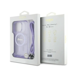 Kup Etui Guess GUHMP16LHCTSGNSU Apple iPhone 16 Pro hardcase Crossbody Cord Script MagSafe fioletowy/purple - GUE4079 - {ean13} - Sklep Home Screen