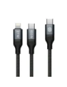 Kabel Nillkin Data Cable DualPower 2w1 USB-C PD 3.0 100W, Lightning PD 27W black