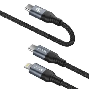 Buy Cable Nillkin Data Cable DualPower 2w1 USB-C PD 3.0 100W, Lightning PD 27W black - NLK1630 - {ean13} - Home Screen Store Europe