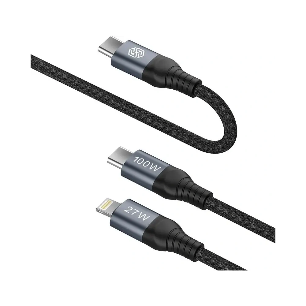 Kabel Nillkin Data Cable DualPower 2w1 USB-C PD 3.0 100W, Lightning PD 27W black