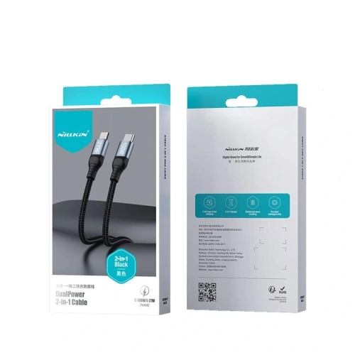 Kup Kábel Nillkin Adatkábel DualPower 2w1 USB-C PD 3.0 100W, Lightning PD 27W fekete - NLK1630 - {ean13} - Sklep Home Screen