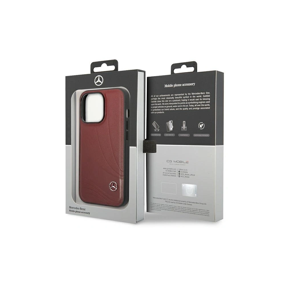 Etui Mercedes MEHCP14L8ROLR Apple iPhone 14 Pro hardcase Leather Wave Patern czerwony/red