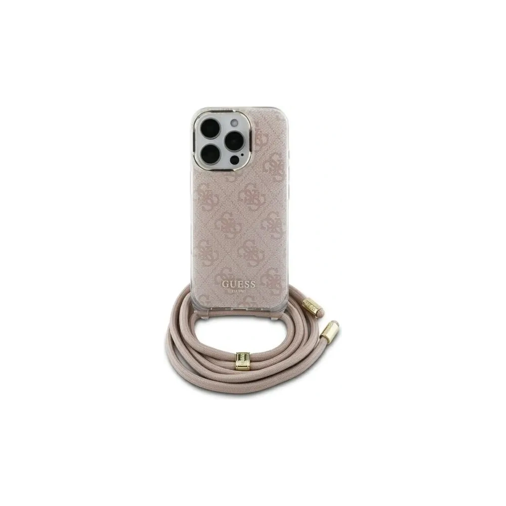Etui Guess GUHCP16SHC4SEP Apple iPhone 16 hardcase Crossbody Cord 4G Print różowy/pink