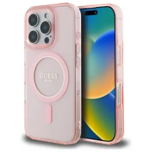 Buy Guess GUHMP16LHFGEREP Apple iPhone 16 Pro hardcase IML Glitter Circle MagSafe pink - GUE4082 - {ean13} - Home Screen Store Europe