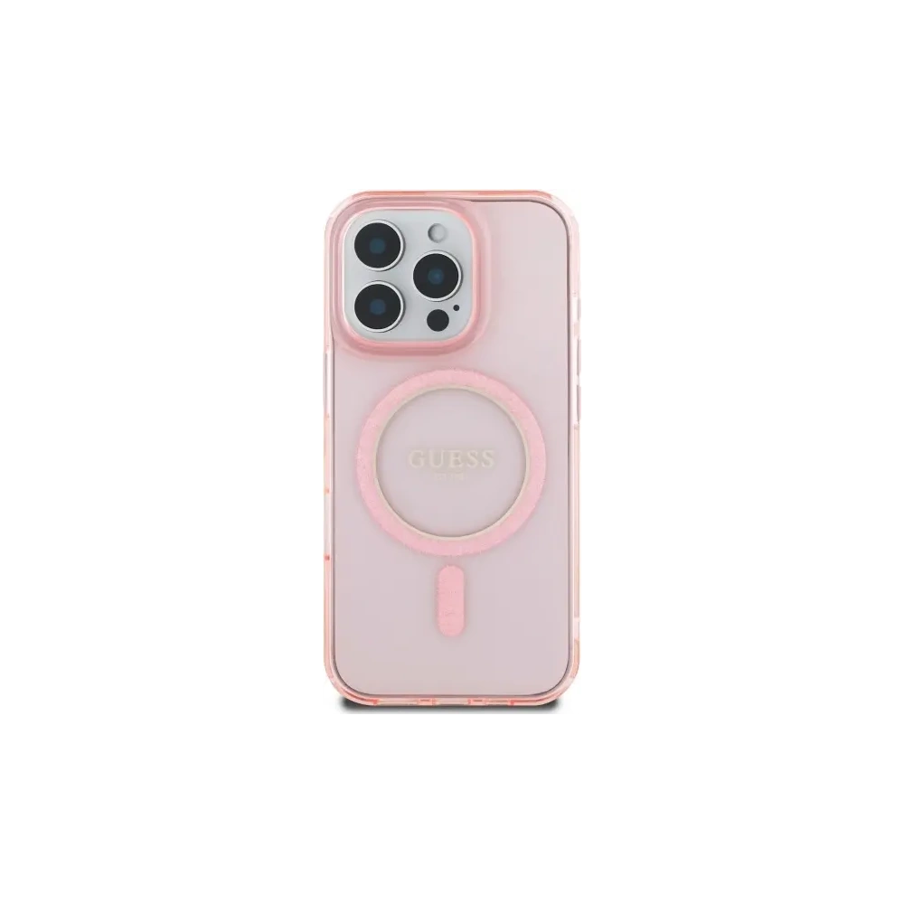 Etui Guess GUHMP16LHFGEREP Apple iPhone 16 Pro hardcase IML Glitter Circle MagSafe różowy/pink