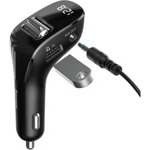 Kup Transmiter FM Baseus Streamer F40, AUX, Bluetooth 5.0, 2x USB, 3A (czarny) - BSU1290BLK - {ean13} - Sklep Home Screen