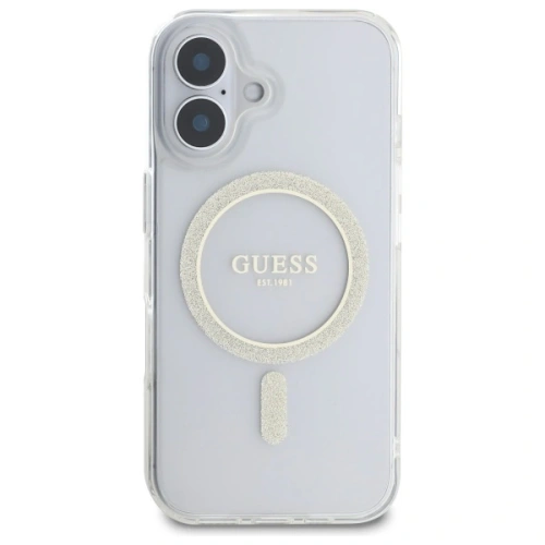 Buy Guess GUHMP16MHFGERET Apple iPhone 16 Plus hardcase IML Glitter Circle MagSafe transparent - GUE4083 - {ean13} - Home Screen Store Europe