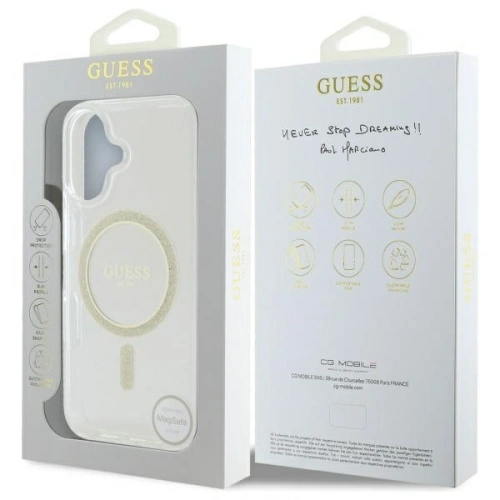 Buy Guess GUHMP16MHFGERET Apple iPhone 16 Plus hardcase IML Glitter Circle MagSafe transparent - GUE4083 - {ean13} - Home Screen Store Europe