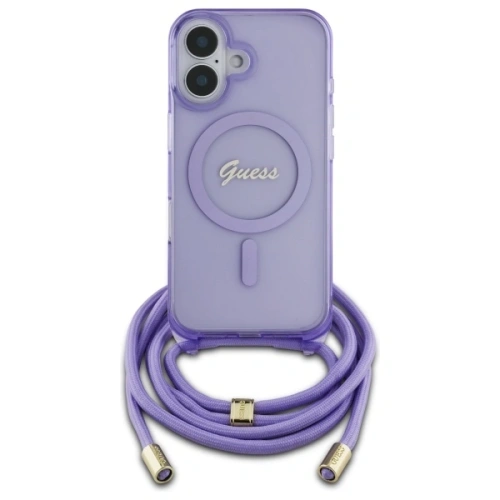 Buy Guess GUHMP16SHCTSGNSU Apple iPhone 16 hardcase Crossbody Cord Script MagSafe purple - GUE4085 - {ean13} - Home Screen Store Europe