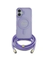 Kup Etui Guess GUHMP16SHCTSGNSU Apple iPhone 16 hardcase Crossbody Cord Script MagSafe fioletowy/purple - GUE4085 - {ean13} - Sklep Home Screen