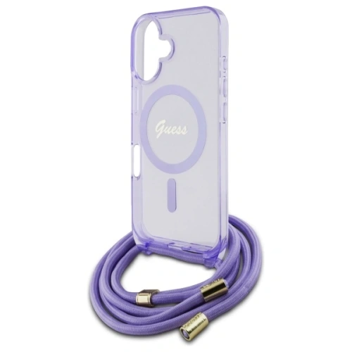 Buy Guess GUHMP16SHCTSGNSU Apple iPhone 16 hardcase Crossbody Cord Script MagSafe purple - GUE4085 - {ean13} - Home Screen Store Europe
