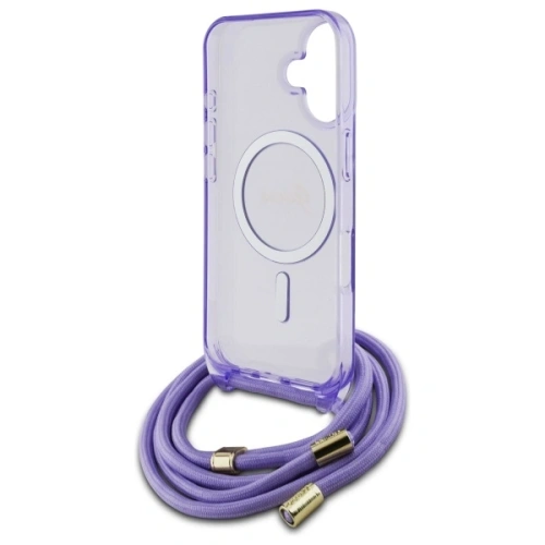 Kup Etui Guess GUHMP16SHCTSGNSU Apple iPhone 16 hardcase Crossbody Cord Script MagSafe fioletowy/purple - GUE4085 - {ean13} - Sklep Home Screen