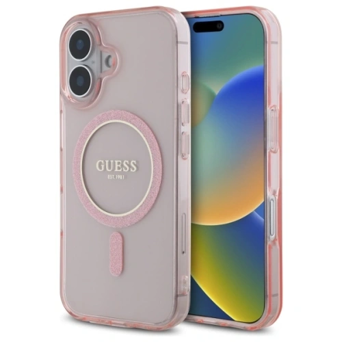 Kup Etui Guess GUHMP16SHFGEREP Apple iPhone 16 hardcase IML Glitter Circle MagSafe różowy/pink - GUE4086 - {ean13} - Sklep Home Screen