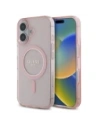 Guess GUHMP16SHFGEREP Apple iPhone 16 hardcase IML Glitter Circle MagSafe pink