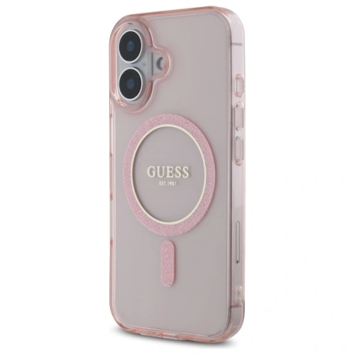 Kup Etui Guess GUHMP16SHFGEREP Apple iPhone 16 hardcase IML Glitter Circle MagSafe różowy/pink - GUE4086 - {ean13} - Sklep Home Screen