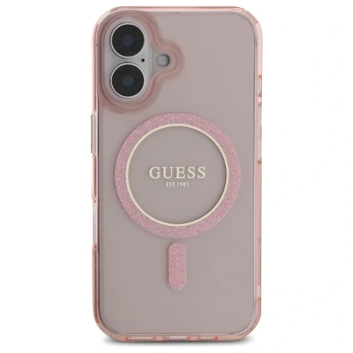 Kup Etui Guess GUHMP16SHFGEREP Apple iPhone 16 hardcase IML Glitter Circle MagSafe różowy/pink - GUE4086 - {ean13} - Sklep Home Screen