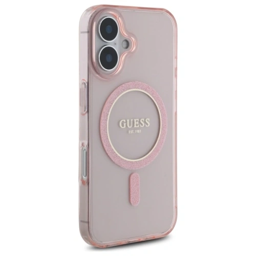 Kup Etui Guess GUHMP16SHFGEREP Apple iPhone 16 hardcase IML Glitter Circle MagSafe różowy/pink - GUE4086 - {ean13} - Sklep Home Screen