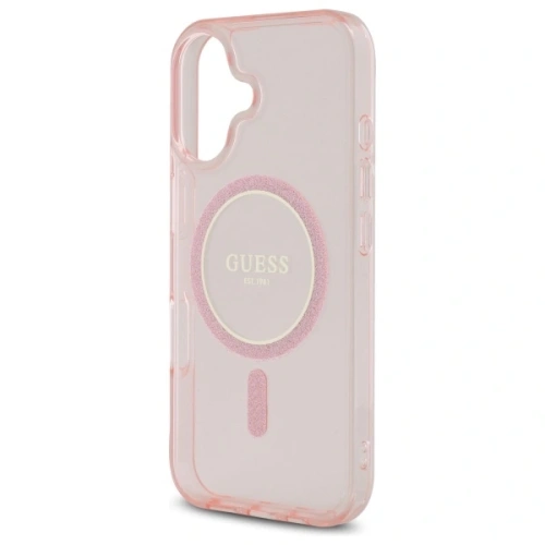 Kup Etui Guess GUHMP16SHFGEREP Apple iPhone 16 hardcase IML Glitter Circle MagSafe różowy/pink - GUE4086 - {ean13} - Sklep Home Screen