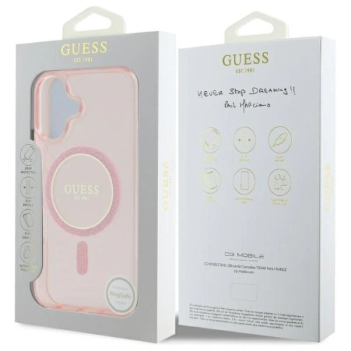 Kup Etui Guess GUHMP16SHFGEREP Apple iPhone 16 hardcase IML Glitter Circle MagSafe różowy/pink - GUE4086 - {ean13} - Sklep Home Screen