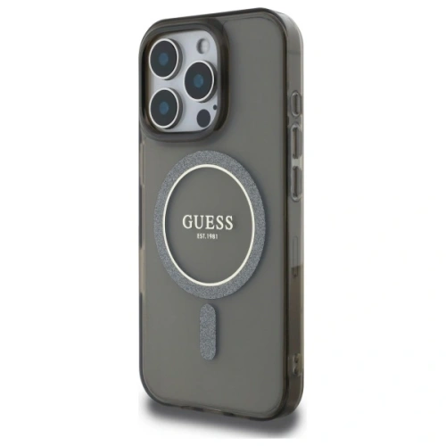 Kup Guess GUHMP16XHFGEREK Apple iPhone 16 Pro Max Hardcase IML Glitter Circle MagSafe schwarz - GUE4088 - {ean13} - Sklep Home Screen