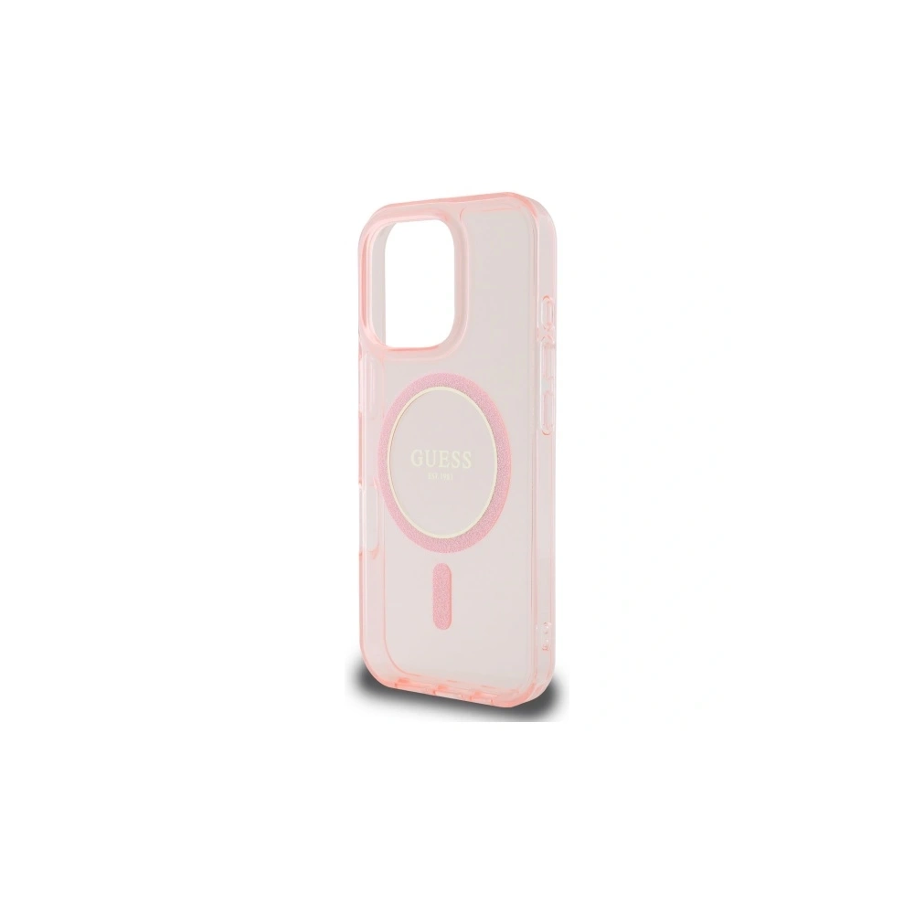 Etui Guess GUHMP16XHFGEREP Apple iPhone 16 Pro Max hardcase IML Glitter Circle MagSafe różowy/pink