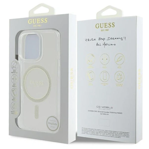 Buy Guess GUHMP16XHFGERET Apple iPhone 16 Pro Max hardcase IML Glitter Circle MagSafe transparent - GUE4090 - {ean13} - Home Screen Store Europe