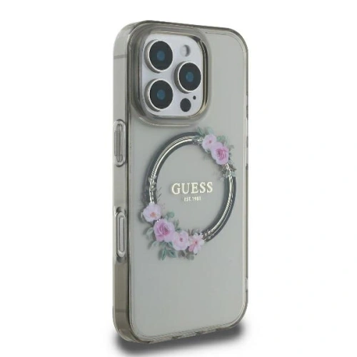 Kup Guess GUHMP16XHFWFCK Apple iPhone 16 Pro Max kemény tok IML Virágkoszorú MagSafe fekete - GUE4091 - {ean13} - Sklep Home Screen