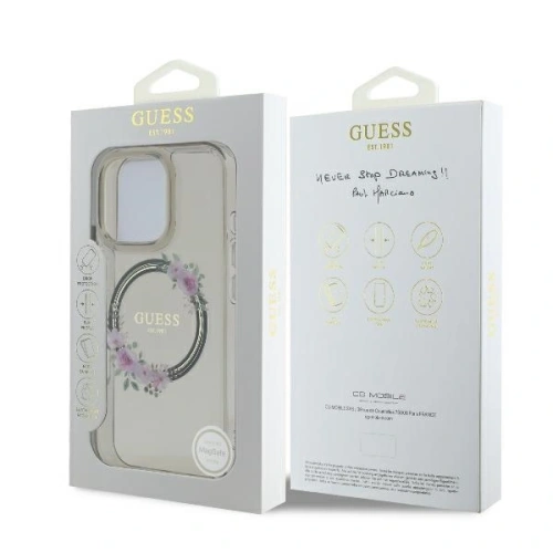Kup Guess GUHMP16XHFWFCK Apple iPhone 16 Pro Max kemény tok IML Virágkoszorú MagSafe fekete - GUE4091 - {ean13} - Sklep Home Screen
