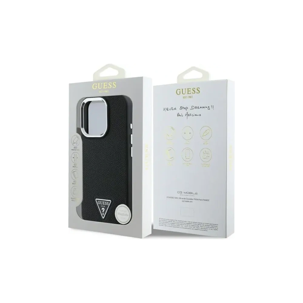 Etui Guess GUHMP16XPGTSPSK Apple iPhone 16 Pro Max hardcase Grained Triangle MagSafe czarny/black