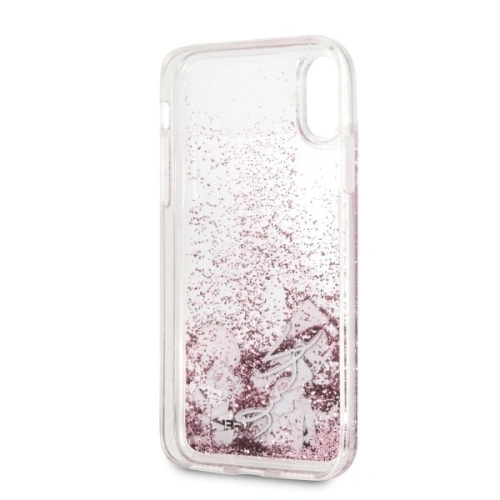 Kup Karl Lagerfeld KLHCPXKSICRO iPhone X/Xs růžovo-zlatý/rose gold tvrdý obal Ikonické vzory Tekoucí třpytky - KLD211RS - {ean13} - Sklep Home Screen