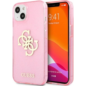 [OUTLET] Tok Guess GUHCP13SPCUGL4GPI Apple iPhone 13 mini rózsaszín/pink kemény tok Glitter 4G Nagy Logó