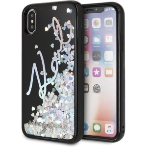 Kup Karl Lagerfeld KLHCPXKSIGMU iPhone X/Xs schwarz/schwarzes Hartschalenetui Signature Liquid Glitter Sequins - KLD212BLK - {ean13} - Sklep Home Screen