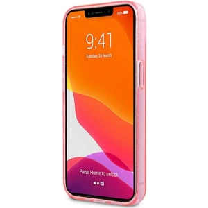[OUTLET] Tok Guess GUHCP13SPCUGL4GPI Apple iPhone 13 mini rózsaszín/pink kemény tok Glitter 4G Nagy Logó