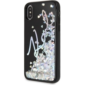 Kup Karl Lagerfeld KLHCPXKSIGMU iPhone X/Xs schwarz/schwarzes Hartschalenetui Signature Liquid Glitter Sequins - KLD212BLK - {ean13} - Sklep Home Screen