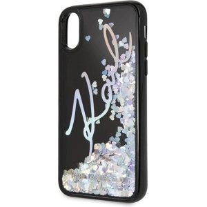 Kup Karl Lagerfeld KLHCPXKSIGMU iPhone X/Xs schwarz/schwarzes Hartschalenetui Signature Liquid Glitter Sequins - KLD212BLK - {ean13} - Sklep Home Screen