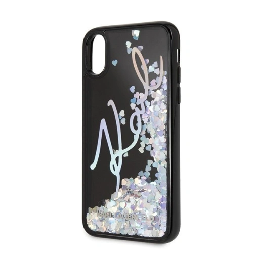 Kup Karl Lagerfeld KLHCPXKSIGMU iPhone X/Xs schwarz/schwarzes Hartschalenetui Signature Liquid Glitter Sequins - KLD212BLK - {ean13} - Sklep Home Screen