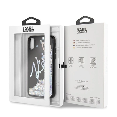 Kup Karl Lagerfeld KLHCPXKSIGMU iPhone X/Xs černý/black hard case Signature Liquid Glitter Sequins - KLD212BLK - {ean13} - Sklep Home Screen